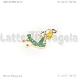 Ciondolo Alice in Wonderland in metallo smaltato argentato azzurro 33x18mm
