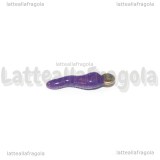 Ciondolo Cornetto Portafortuna 3D in Acciaio Dorato smaltato Viola 17.5x4.5mm