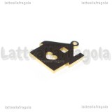Ciondolo Casa in Acciaio Inox Dorato 18x15mm