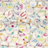 350 perle a gettone con lettere in acrilico colorato 7x3mm