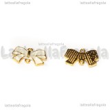 Connettore Fiocco in metallo gold plated smaltato bianco 15x9mm