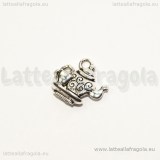 Charm double-face Teiera e tazzina in metallo argento antico 15x14mm