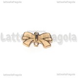 Connettore Fiocco in metallo gold plated smaltato rosa 15x9mm
