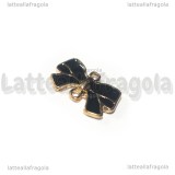 Connettore Fiocco in metallo gold plated smaltato nero 15x9mm