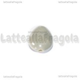 Goccia in Ceramica Argento effetto perlato foro passante 16x12mm