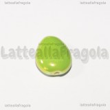 Goccia in Ceramica Verde Mela effetto perlato foro passante 16x12mm