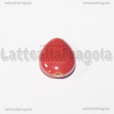 Goccia in Ceramica Rosso effetto perlato foro passante 16x12mm