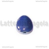 Goccia in Ceramica Blu effetto petrolio foro passante 16x12mm