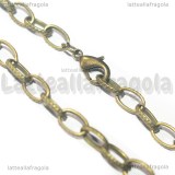 Bracciale Maglia Ovale lavorata 8x5mm in metallo color bronzo 20cm