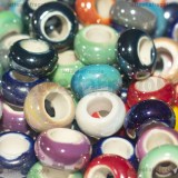 5 Perle in Ceramica effetto perlato colori misti 15x10mm