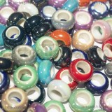 5 Perle in Ceramica effetto perlato colori misti 15x10mm