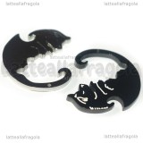 Ciondolo doppio Lupi in Acciaio Inox 29x28mm