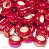 Perla in ceramica rosso effetto perlato 13x6mm