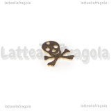 Ciondolo Teschio con ossa in Acciaio Inox Dorato 15x12mm
