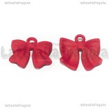 Ciondolo Fiocco in metallo smaltato Rosso 17x16mm