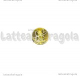 5 Perle in Vetro Giallo Limone Fantasia Schizzi 8mm