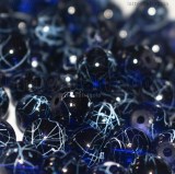 5 Perle in Vetro Blu Notte Fantasia Schizzi 8mm
