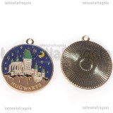 Ciondolo Hogwarts di notte in metallo dorato smaltato 28x25mm