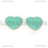 Ciondolo Cuore double-face in rame dorato smaltato Tiffany 16mm