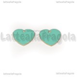 Ciondolo Cuore double-face in rame dorato smaltato Tiffany 16mm