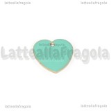 Ciondolo Cuore double-face in rame dorato smaltato Tiffany 16mm