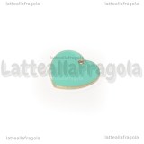 Ciondolo Cuore double-face in rame dorato smaltato Tiffany 16mm