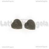 Coppia Perni Cuore in metallo color bronzo per 10mm