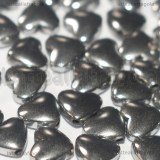 5 Cuoricini in Ematite argento con foro passante 6mm