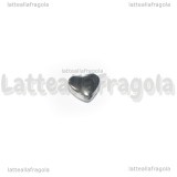 5 Cuoricini in Ematite argento con foro passante 6mm