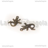 Charm Geco in metallo color bronzo 18x15mm