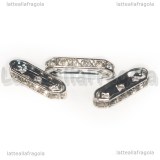 3 Spaziatori 3 fili in Rame silver plated con strass 21x7.5mm