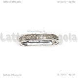 3 Spaziatori 3 fili in Rame silver plated con strass 21x7.5mm