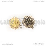 Coppia Perni in Acciaio Inox Dorato con filigrana e asola 17x14mm