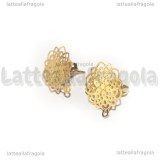 Coppia Perni in Acciaio Inox Dorato con filigrana e asola 17x14mm 