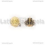Coppia Perni in Acciaio Inox Dorato con filigrana e asola 17x14mm