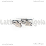 Monachelle Farfalle in Ottone  Argentato e Cubic Zirconia 16x7mm