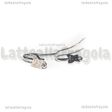 Monachelle Farfalle in Ottone Argentato e Cubic Zirconia 16x7mm