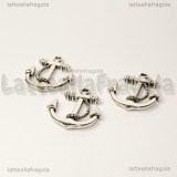 Charm Ancora double-face in metallo argento antico 23x20mm