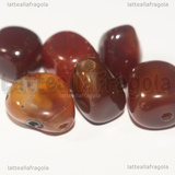 5 Pietre Irregolari in Agata Rossa foro passante 12-16x8mm