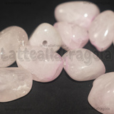 5 Pietre Irregolari in Quarzo Rosa foro passante 15-18x10mm