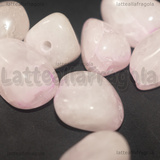 5 Pietre Irregolari in Quarzo Rosa foro passante 15-18x10mm