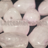 5 Pietre Irregolari in Quarzo Rosa foro passante 15-18x10mm