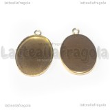 Base Ovale in Acciaio dorato per cammeo 18x13mm