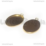 Base Ovale in Acciaio dorato per cammeo 18x13mm