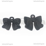Ciondolo Fiocco in metallo smaltato Nero 17x16mm