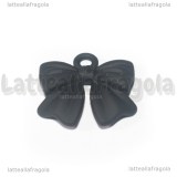 Ciondolo Fiocco in metallo smaltato Nero 17x16mm