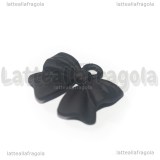 Ciondolo Fiocco in metallo smaltato Nero 17x16mm