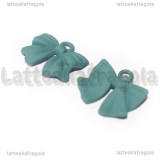 Ciondolo Fiocco in metallo smaltato Azzurro 17x16mm