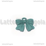 Ciondolo Fiocco in metallo smaltato Azzurro 17x16mm