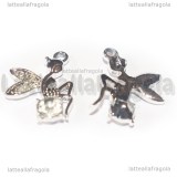 Ciondolo Fata in metallo argentato con strass 23x21mm
